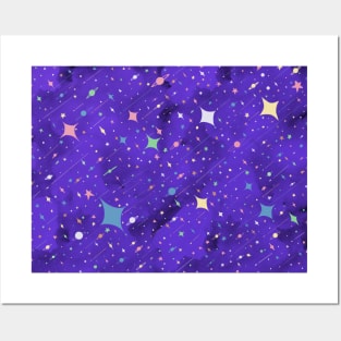 Purple Night Rainbow Galaxy Posters and Art